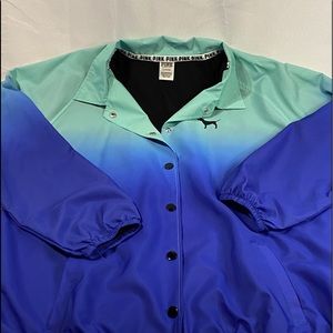 Victoria Secret Pink Ombré Coach’s Jacket Sz L NWT